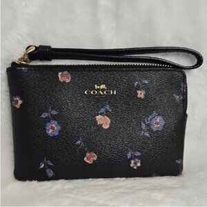 Coach Black Wristlet with Floral Design